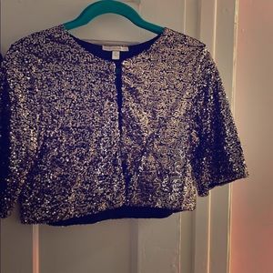 Maria Gabrielle-Gold Sequin Cropped Bolero Jacket